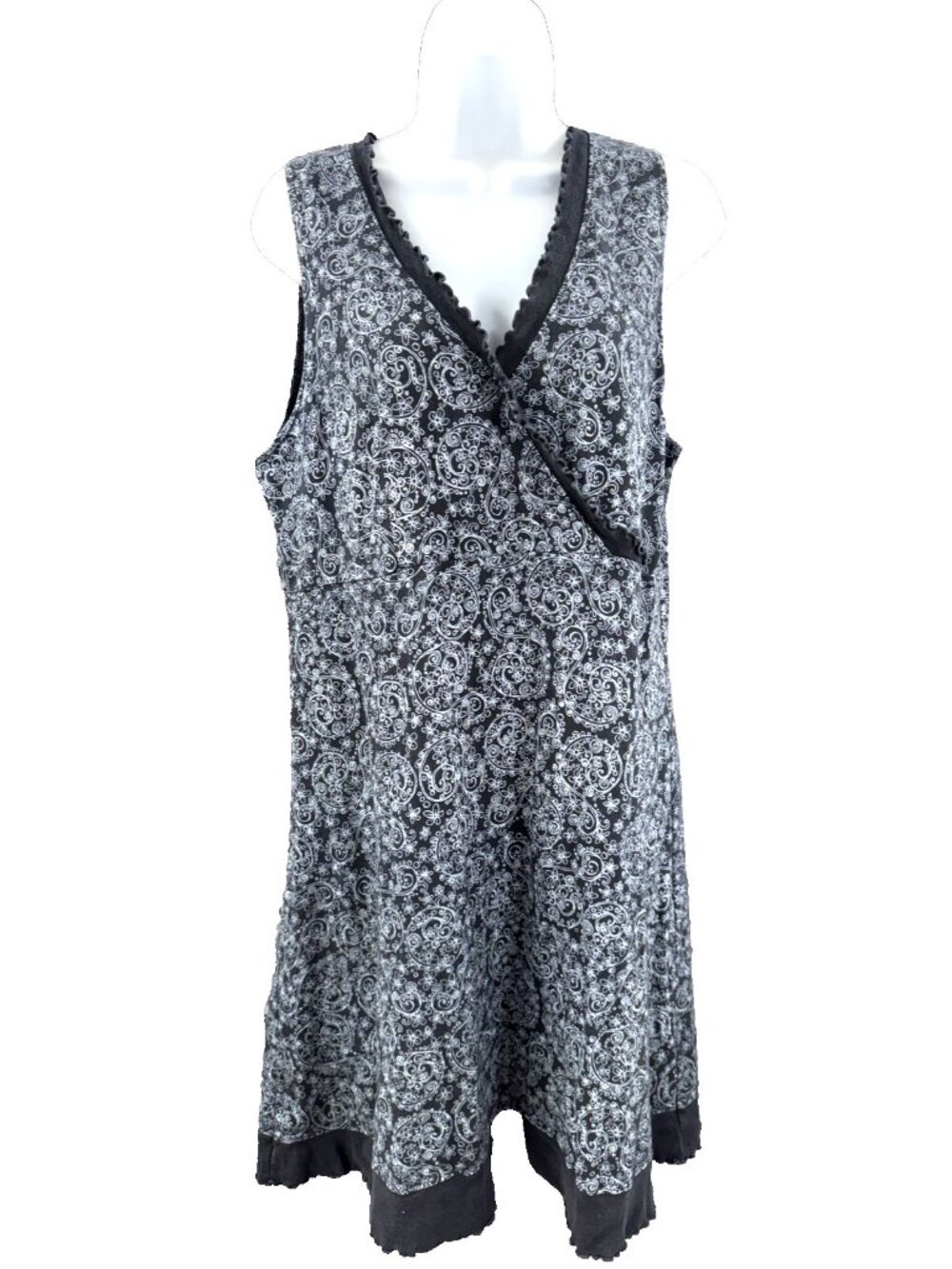 Fresh Produce Women's sz S Black Gray White Paisley Sleeveless Cotton Dress